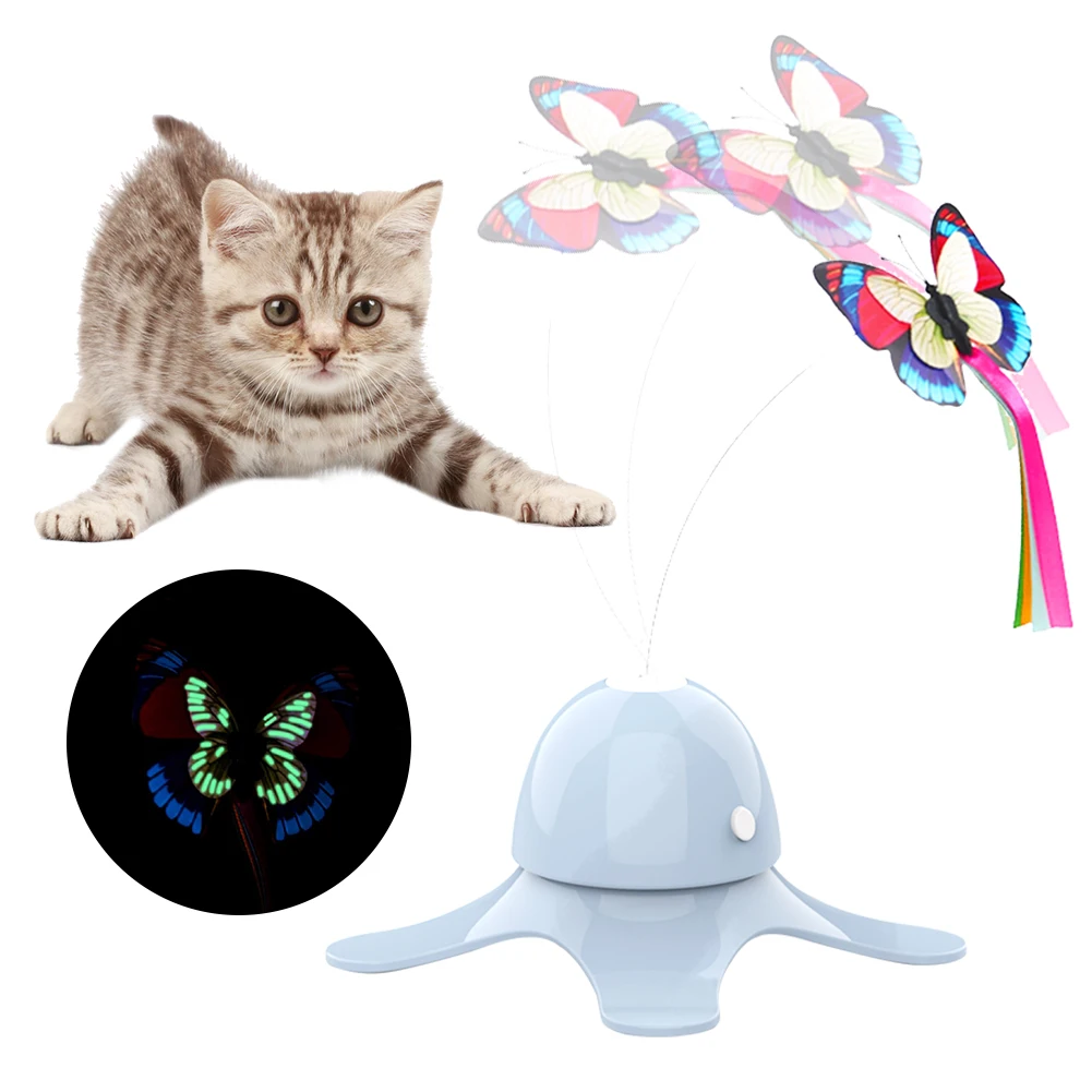 

Cat Toys Funny Exercise toy Rotating Kitten Toys, Pink, blue, white