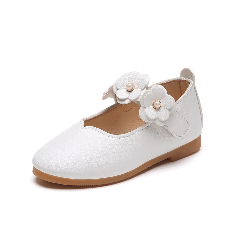 

Cute kid girl princess flower ballerinas shoes leather flat shoes