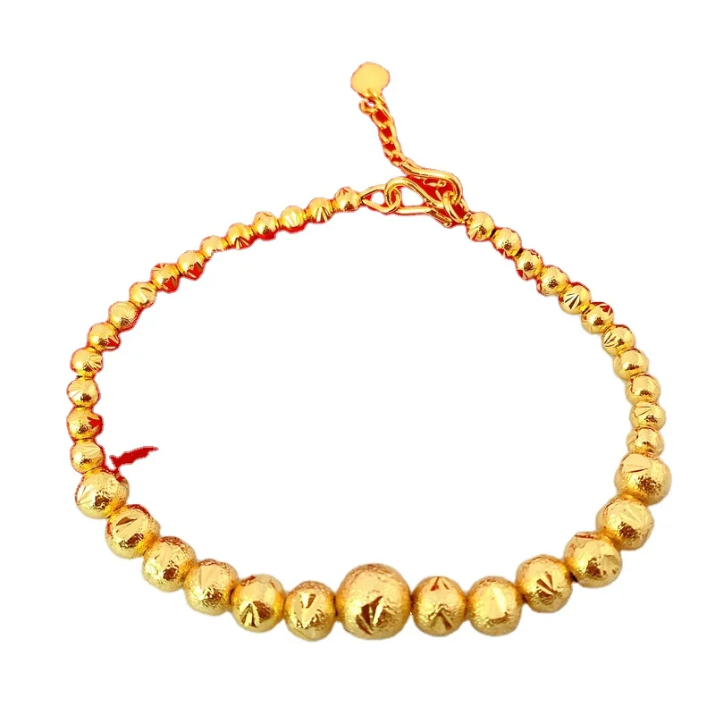 

Gold-Plated Frosted Bead Bracelet Women'S Long Time Fade Gold Jewelry Hot Selling Fashion Vietnam Sand Gold