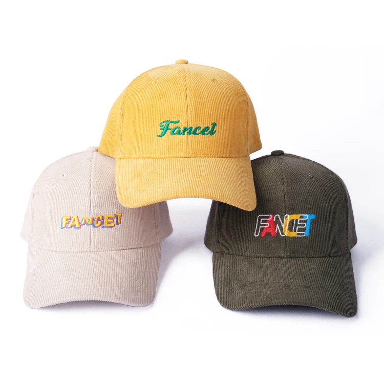 

Wholesale Custom Embroidered Adjustable Cotton Corduroy Baseball Cap Hat for Womens Mens