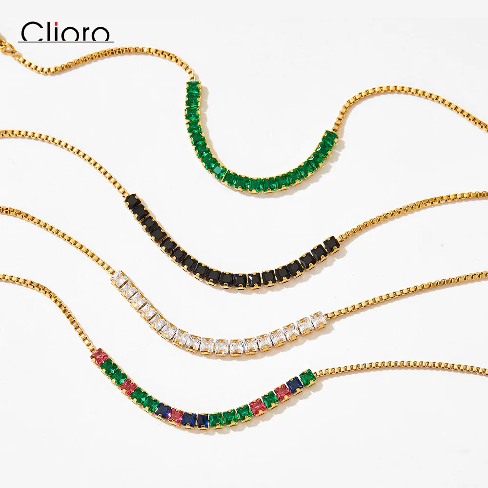 

New Wholesale Stainless Steel Adjustable Crystal Bracelet Colorful Rhinestone Zircon Bracelet For Women