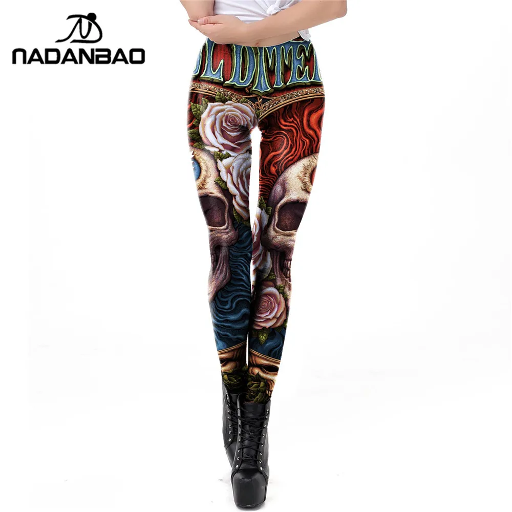 

NADANBAO Brand 2021 new arrival Halloween punk leggings Skeleton 3D print Leggings high waist Legging for cool girl Women, As picture