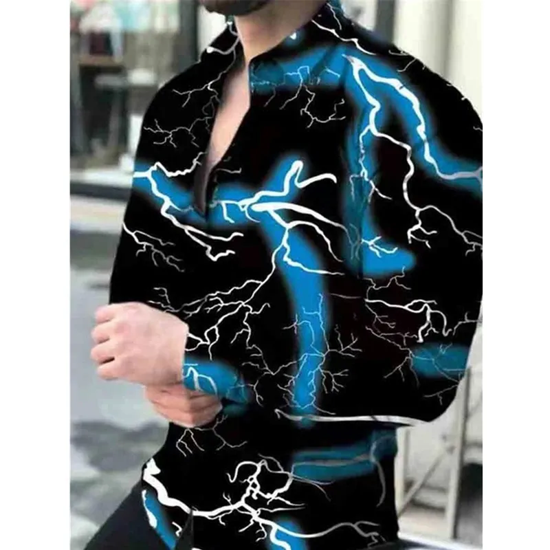 

new men's printed shirts plus size slim long-sleeved shirts, Picture
