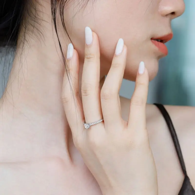 

Dylam Praised Fashionable 925 Silver Rings With White Ladies Exclusive Simple Style Elegant Prong Set CZ Wedding Ring Jewelry