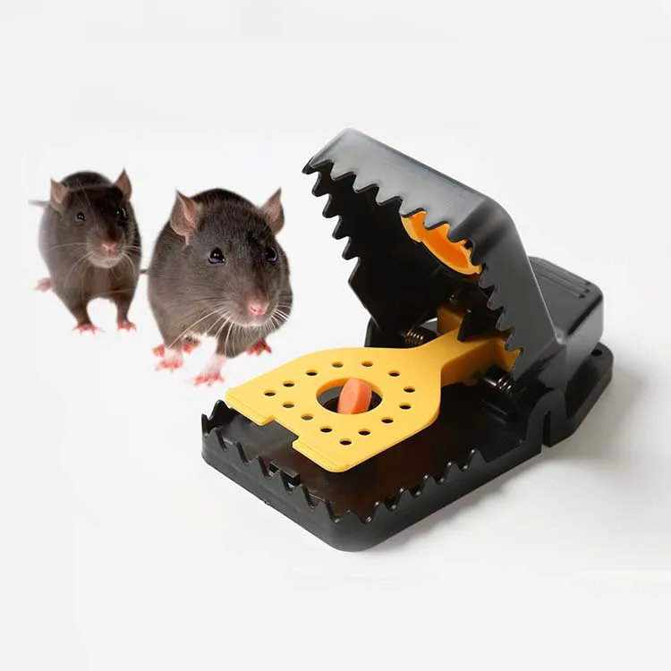 

New design 4pcs safety strong spring mouse traps sensitive large size plastic mousetrap, Black