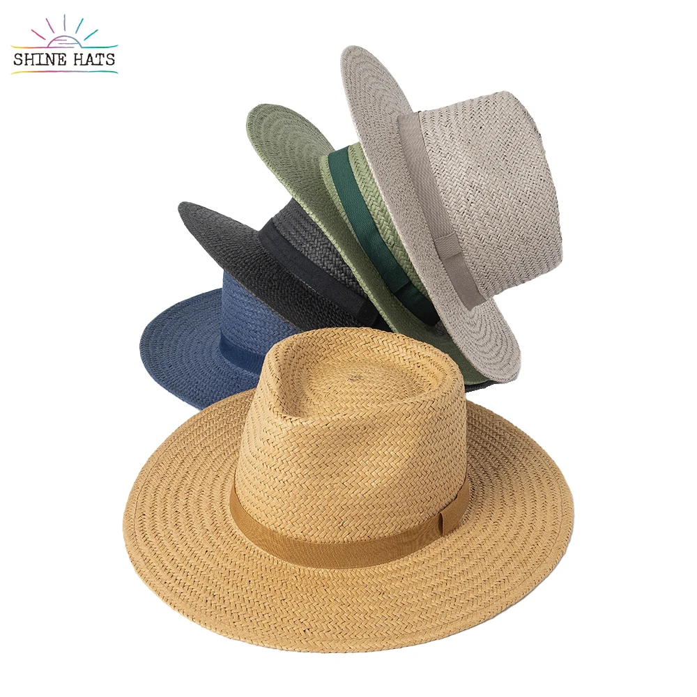 

Shinehats luxury chic women rancher top paper grass straw hat sun summer sombrero beach wholesale 2023 chapeau with hatband