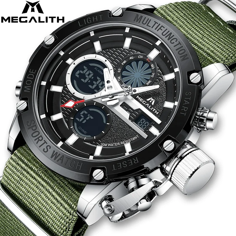 

MEGALITH ANALOG-DIGITAL Watch Fashion Sport Multifunction Waterproof Wristwatch Men Date Quartz Watches Relogio Masculino