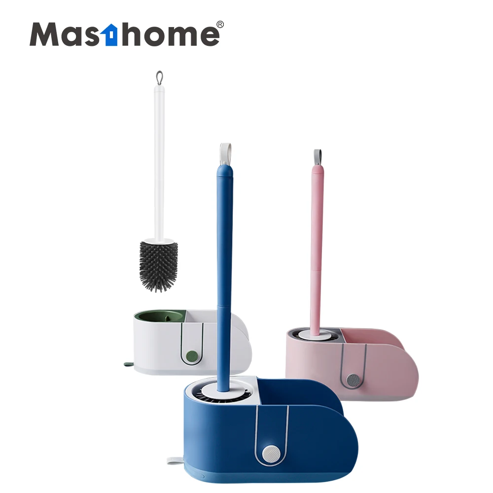 

Masthome new design household with holder durable TPR fashionable round toilet with toilet brush box, White