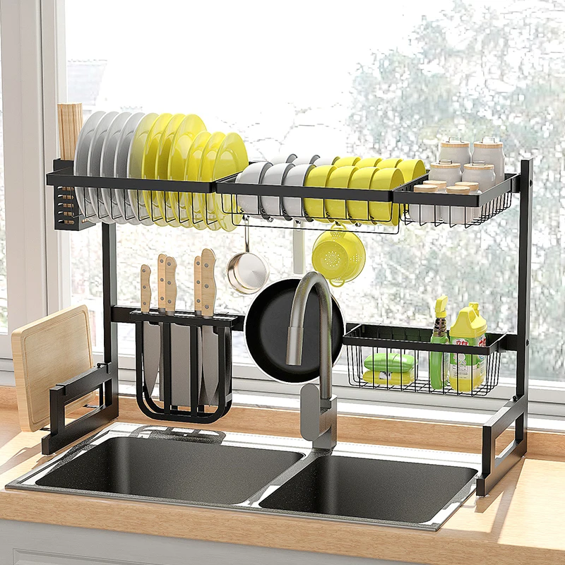 

Hot sell storage holders wholesale 2 tiers over the sink drying dish drainer rack