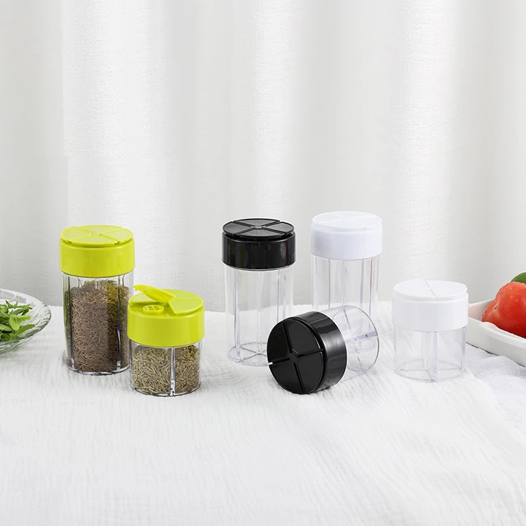 

Hot selling kitchen accessories PP PS plastic mini small salt and pepper spice shaker with bottle plastic