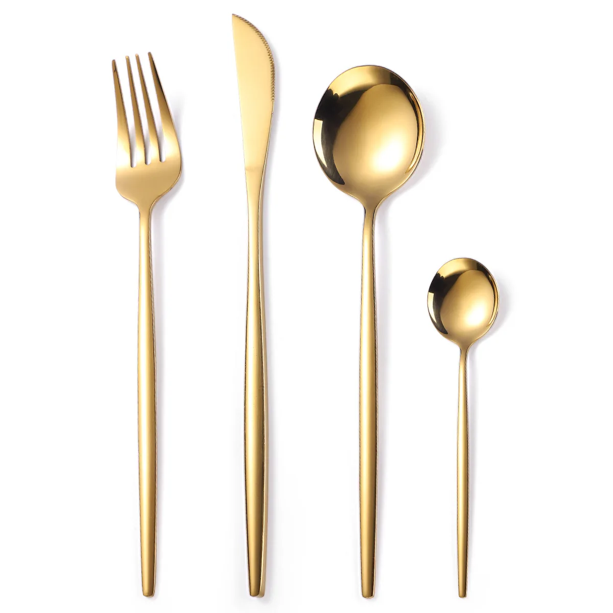 

Reusable Cutlery Knife Spoon Fork Set Gold Cutlery Stainless Steel Black Flatware Sets