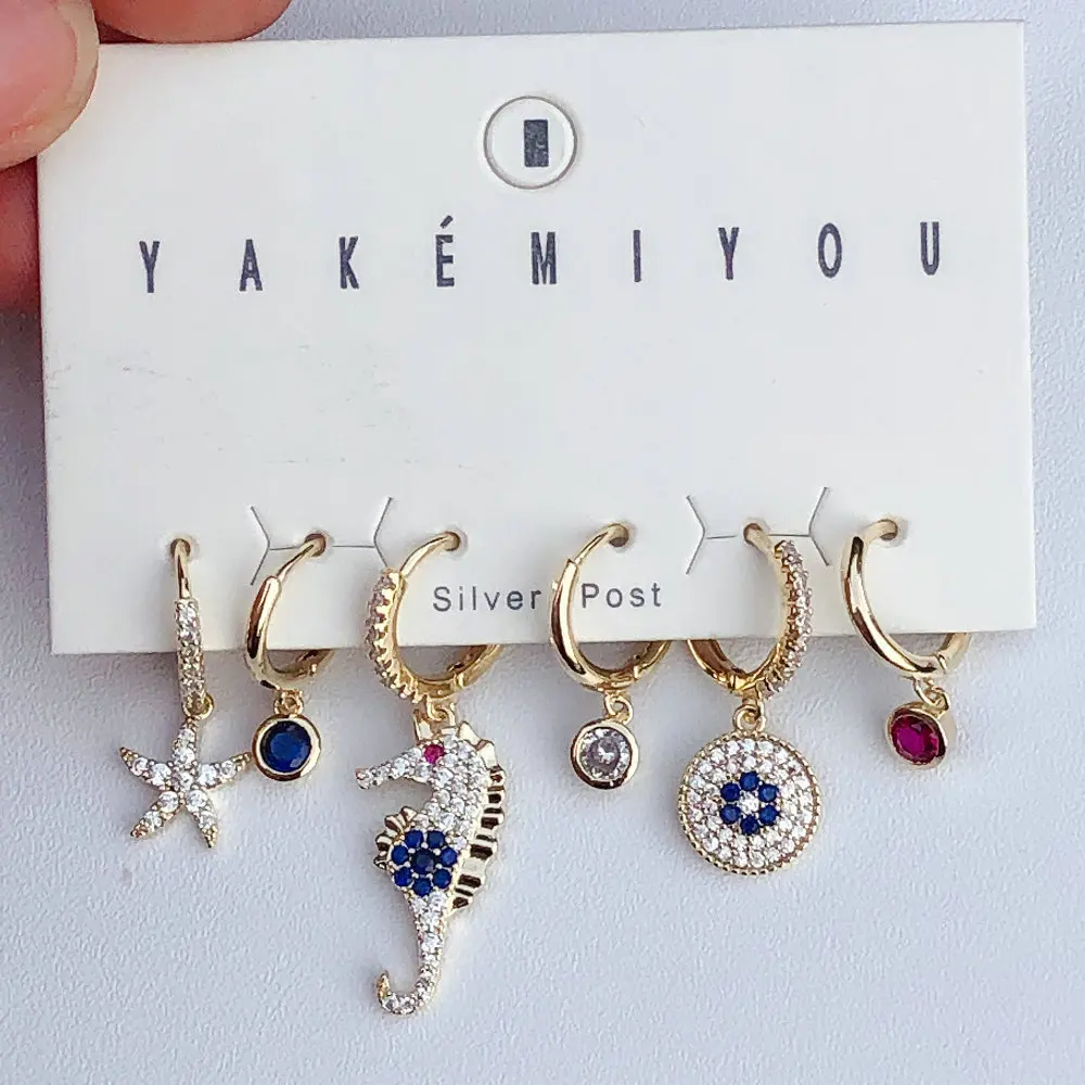 

2020 fashion accessories mess mini charms star seahorse earrings women, Gold