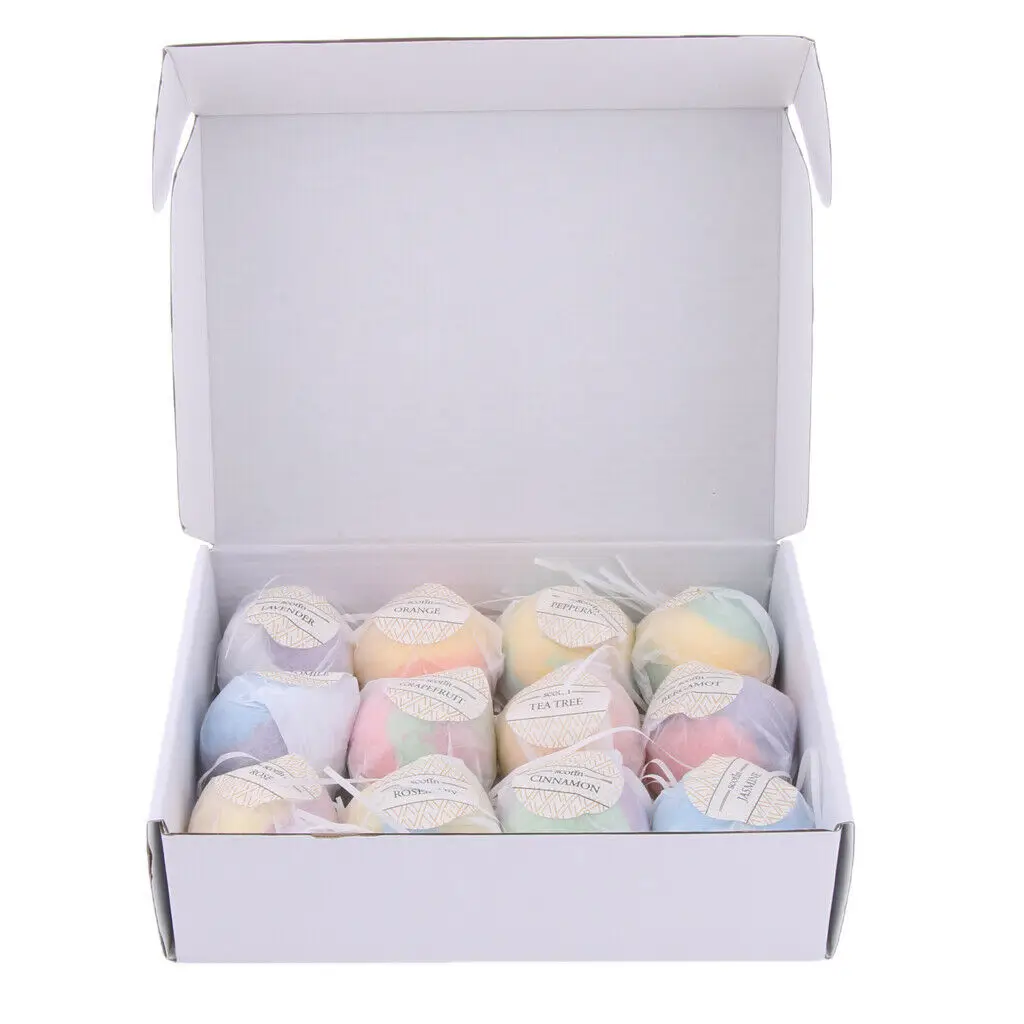 

Natural Handmade Essential Oil Balls Scented Bubble Bath Bomb 12 Packs Organic Salt Sets 70g Bath Bomb Balls Gift