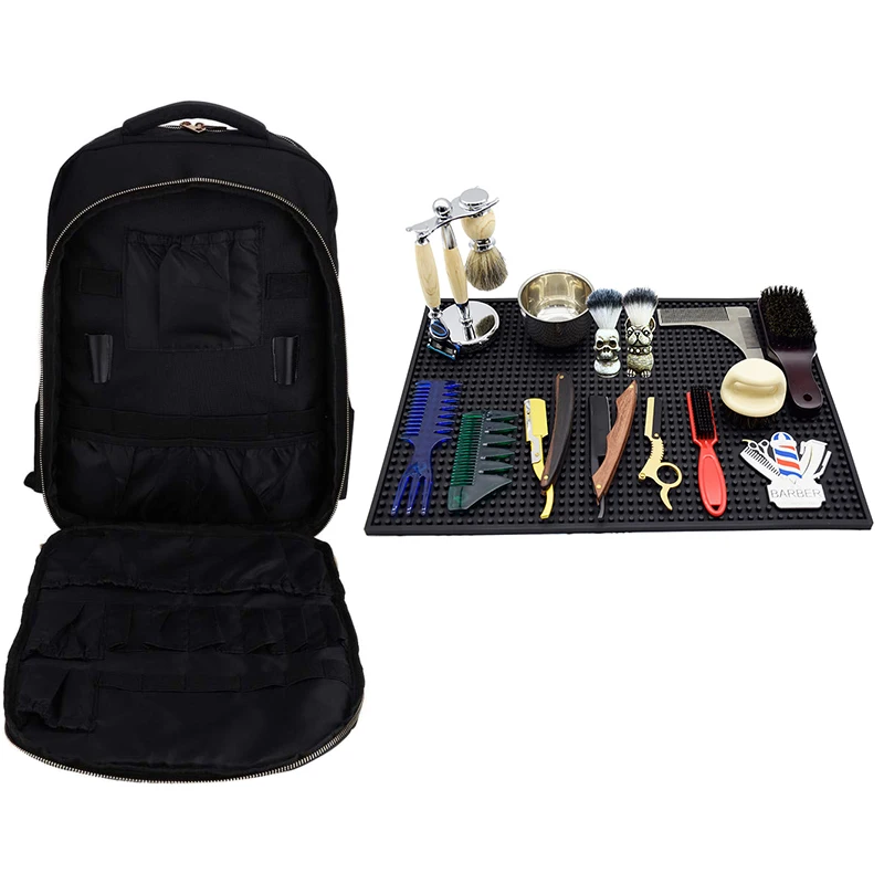

Portable barber travel Multifunction Backpack Cosmetic Organizer Box include two waterproof drawstring pouches, Customized color