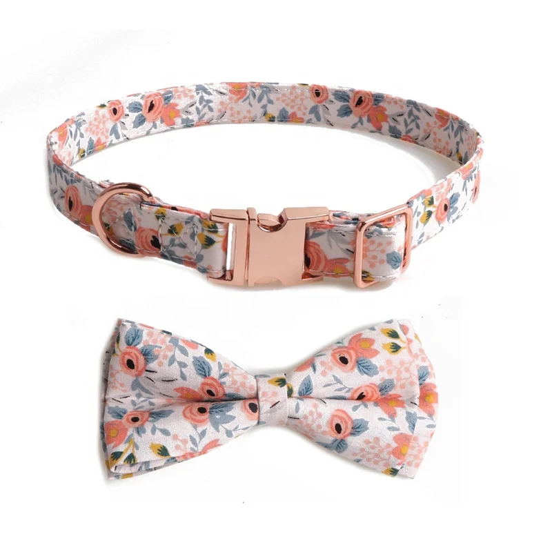 

2021 luxury dog collar rose gold buckle pet custom cute print adjustable pet collar