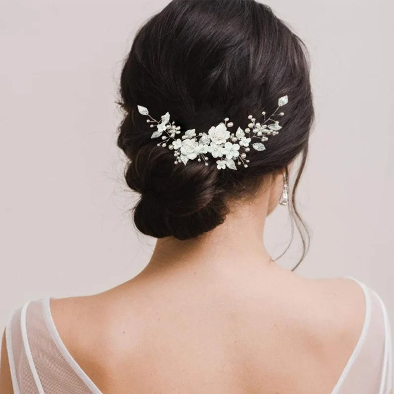 

Flower Girl Headpiece White Pearl Wedding Headbands Rhinestone Hair Piece Tiara Bridal Bride For Women And Girls - Buy Flower Gi