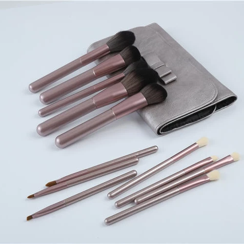 

Professional Matte Rose Eye Makeup Brush Set 12 pcs Private Label Pearl Makeup Brush for Women, Pink