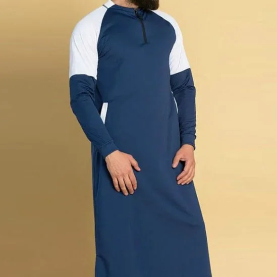 

Hot sale arabic muslim thobe with zipper and side pockets islamic clothing men, Gray, white, army green,dark blue, lake blue, navy