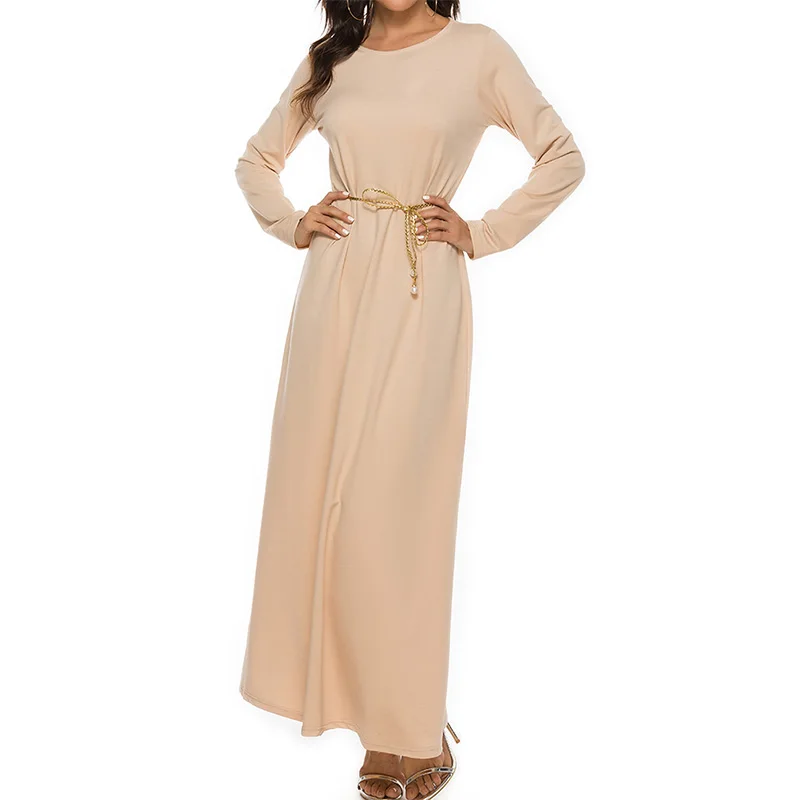 

High Quality Muslim Basic Long Sleeve Inner Abaya Dress Women Plus Size Inside Clothing Cotton Maxi Dress, 3 colors in stock also accept customized color