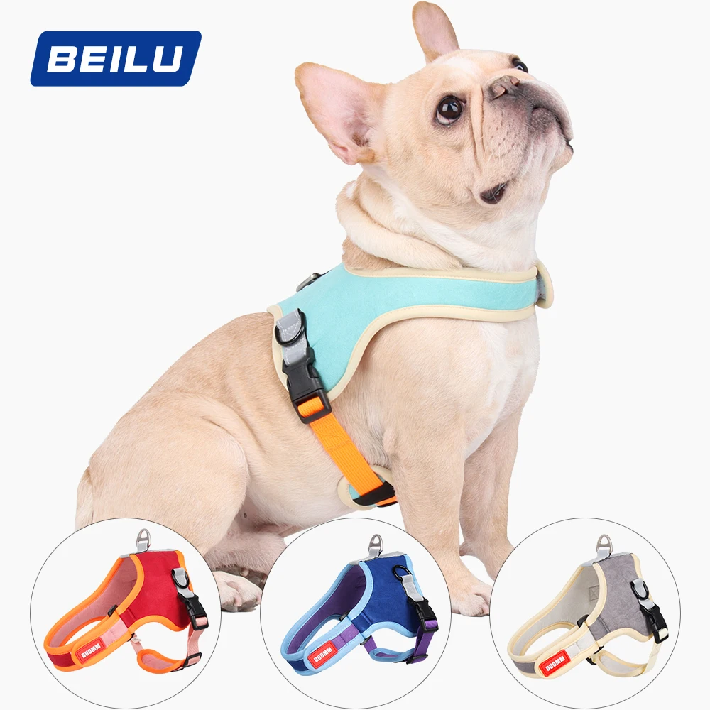 

New product Four Seasons suede fabric Color cartoon chest back Pet breast straps reflective harness, Picture