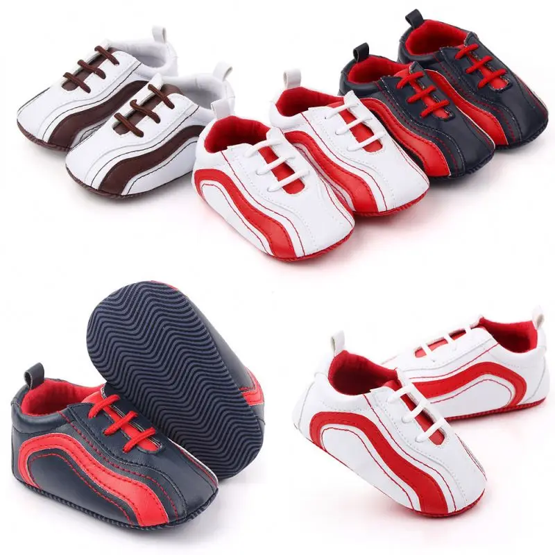 

Wholesale new design fashion boutique sport walking soft sole autumn 0-1 years baby boy shoes, Brown/red and white/deep blue