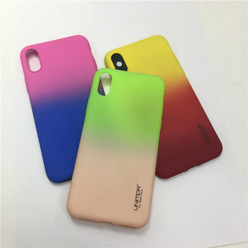 

Unimor hot selling double-colors rainbow colorful soft tpu phone case for huawei