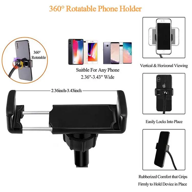 
Selfie Ring Light 10-Level Brightness 3-Mode Flexible Arm Light with Portable Holder and Remote Control Bluetooth Live Stream 