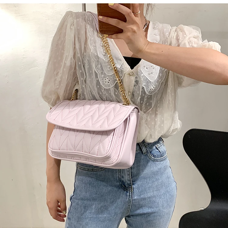 

Ins Hot sale women quilted bags handbag new ladies Square fashion Chain Shoulder handbags summer 2021 wholesale, White purple blue black yellow 5 colors