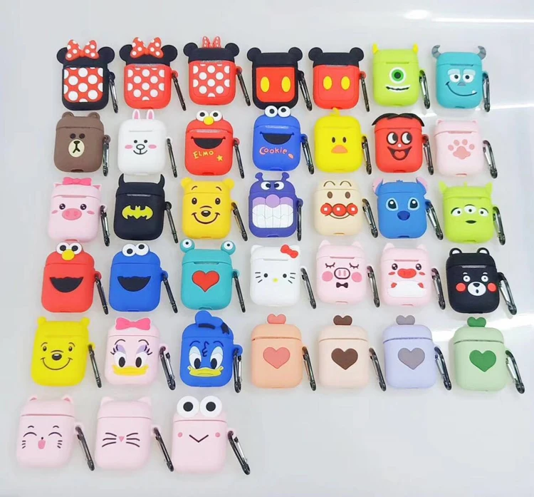 

2020 Hot Sale new design earphone casing For Airpods Case Silicone Cartoon Cute earbuds For Airpods Case, Multi patterns