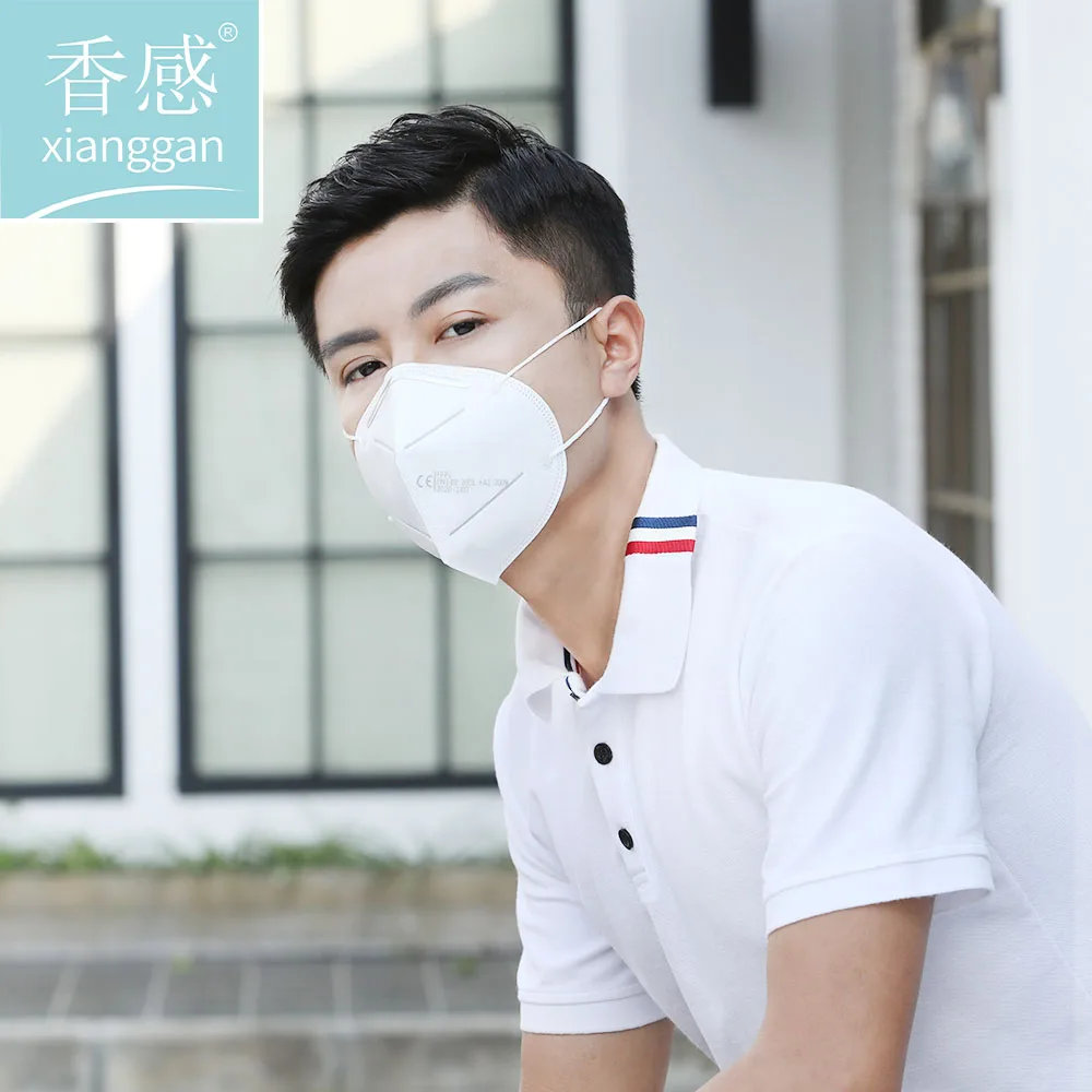 

High quality Pm2.5 anti pollution breathing no valve disposable dust FFP2 civilian kn95 protective mask, White
