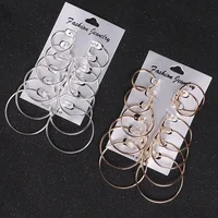 

Fashion New 6 Pairs/Set Punk Round Earring Sets Gold Silver Small Big Circle Hoop Earrings for Women