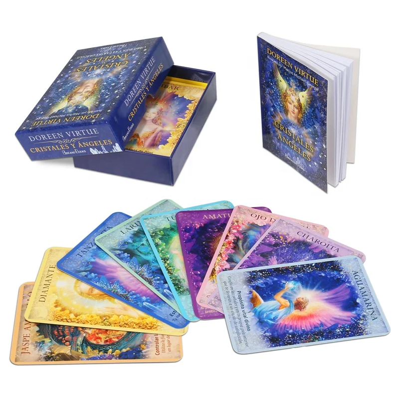 

Crystal Angels Oracle Cards with Guidebook Doreen Virtue Cartas de Tarot Custom Printing Spanish Tarot Cards Deck, Customized color