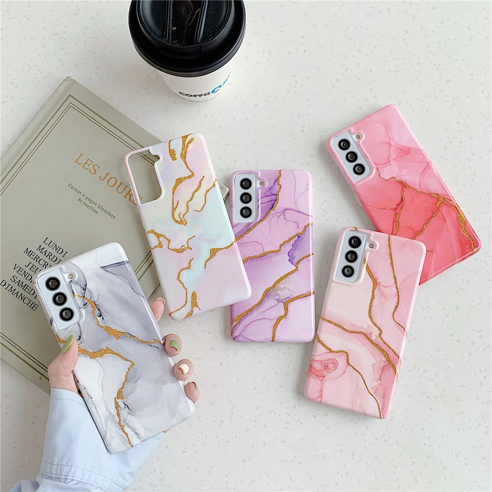 

classic flower back cover A50 A70 A52 Colorful Gradient Gold Shining luxury Marble Cell phone case for Samsung S21 FE NOTE20