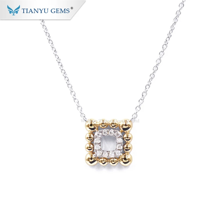 

Tianyu Gems Bead Jewelry Moissanite 10K yellow and White Gold Pendant Trendy Necklace