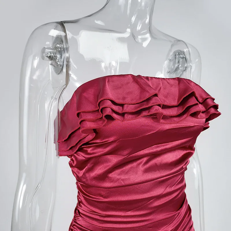 

One-way Collar Bag Hip Skirt Dress 2020 New Fashion Ruffled Off-the-shoulder Dress