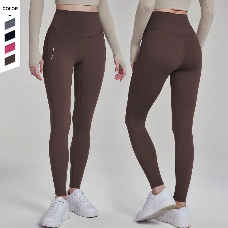 Wholesale Breathable Yoga Pants With Built-in Invisible Pockets Reflective Printed Training Fitness Leggings