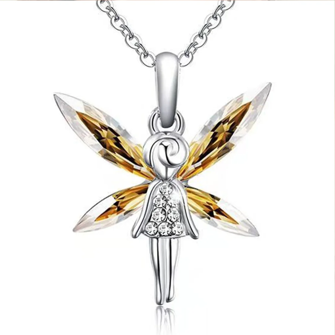 

Sweet Angel Golden Crystal Necklace Women's Pendant Gift for Lovers' Wife and Daughter