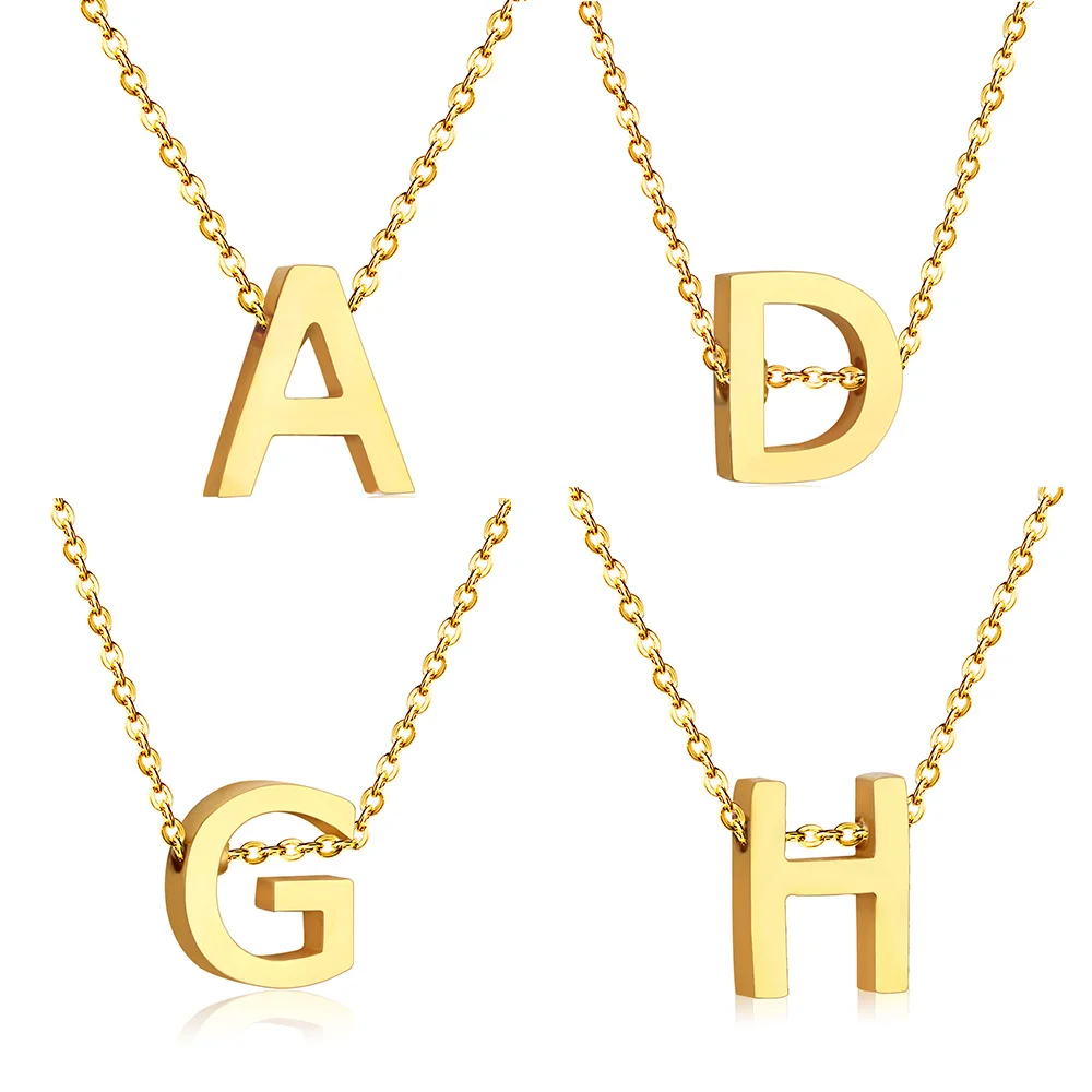 

26 letters cheap letter L pendant necklace silver/gold charm necklace