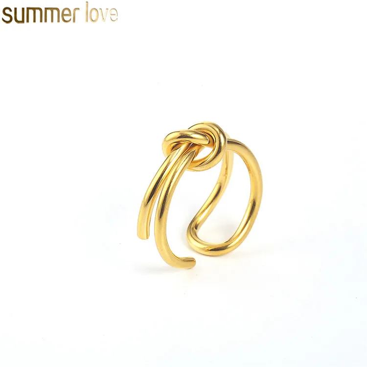 

Wholesale Fashion Stainless Steel Infinity Love Knot Jewelry Thin Wire Knots Rings Adjustable Bow Tie Rings for Women Girls Gift