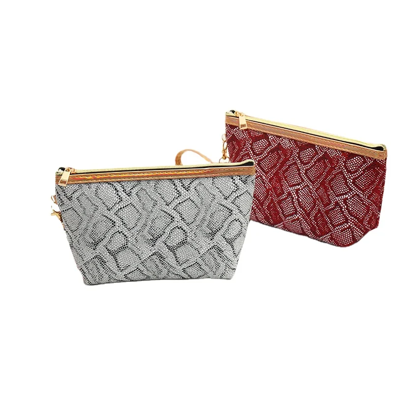 

Wholesale new direct sale PU plain gloss powder portable self sealing storage travel cosmetic bag, Black