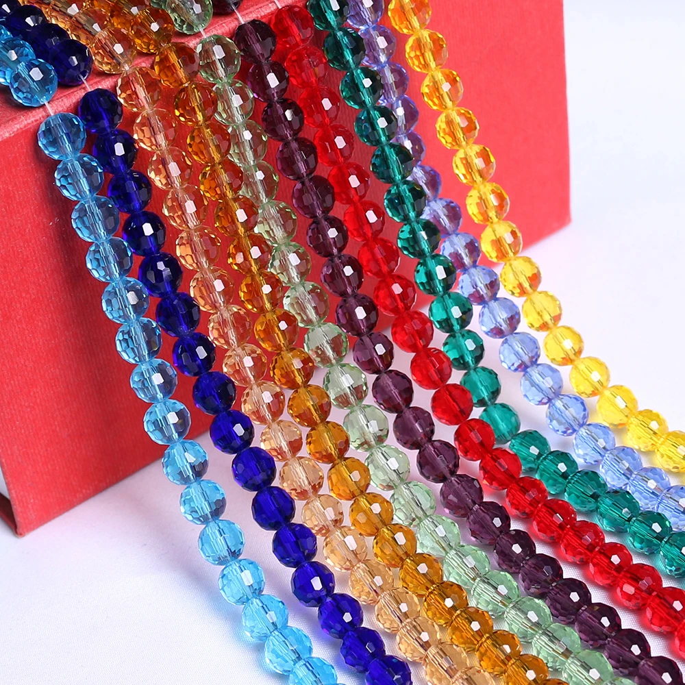 

6/8mm Faceted Crystal Earth Round Beads For DIY Necklace Bracelet Earring Making Handmade Women Charm Gemstone Jewelry Supplies
