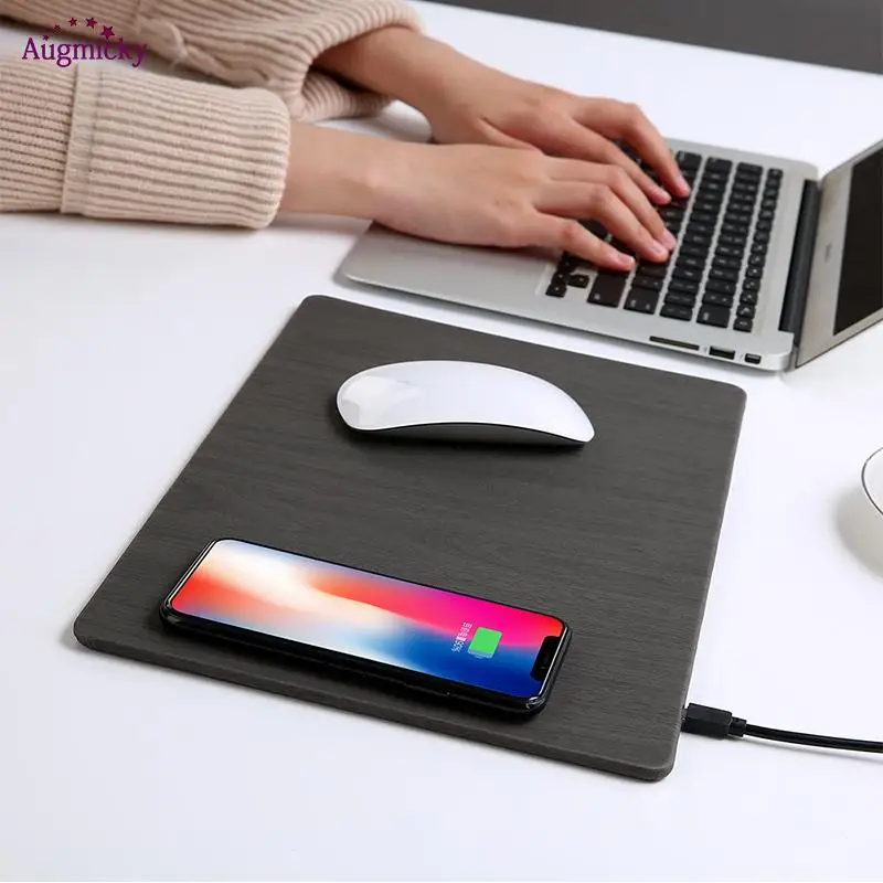 

2018 Mobile Phone Qi Wireless Charger Charging Mouse Pad Mat PU Leather Mousepad for iPhone X/8 Plus Samsung S8 Plus /Note 8