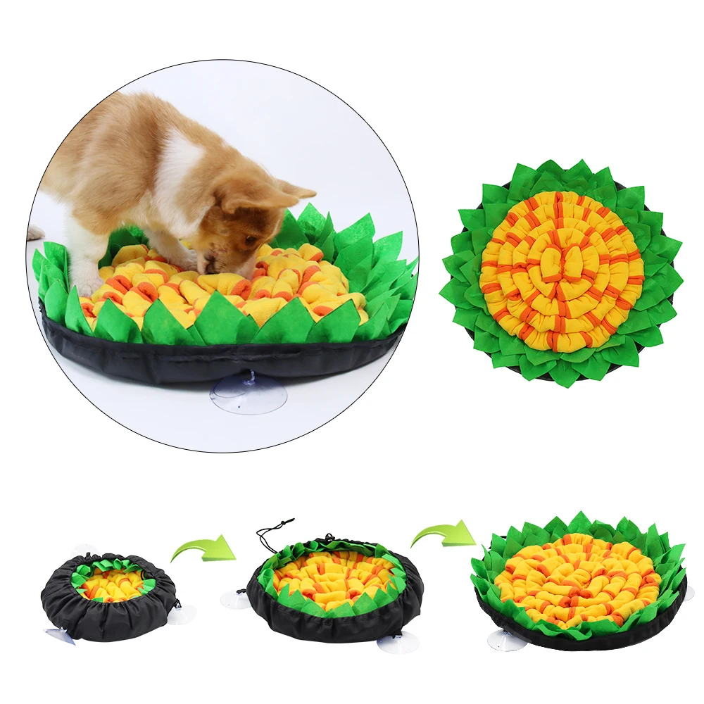 

Dog Treat Dispenser Indoor Outdoor Stress Relief Felt Fabric Food Pet Dog Snuffle Mat, Red, yellow, green, gray