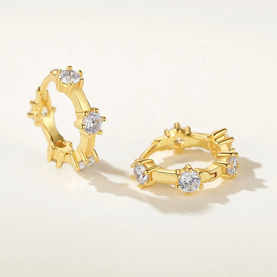 

nagosa custom jewelry 18k gold vermeil 925 sterling silver cubic zircon huggie hoop earrings for women