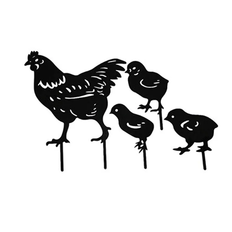 

2021 Hot Simulation Rooster Silhouette Garden Shadow Decoration Garden Ornaments Chicken Yard Art Easter Day, Black