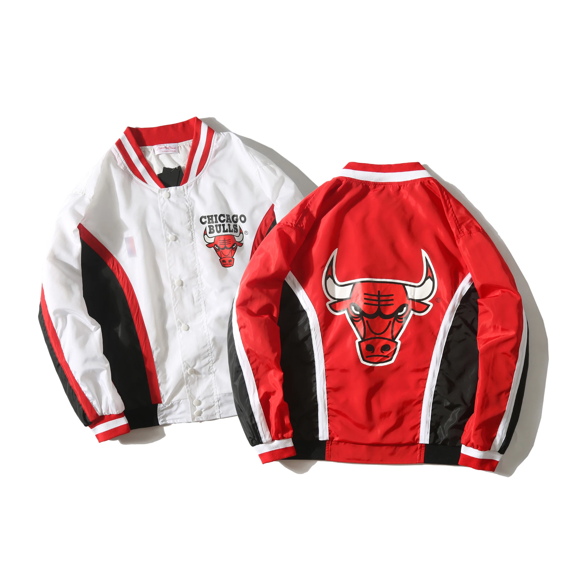 

Wholesale High Quality Ready-Made Men's Jackets Windbreak Jacket Red & White Bulls Old School Jacket