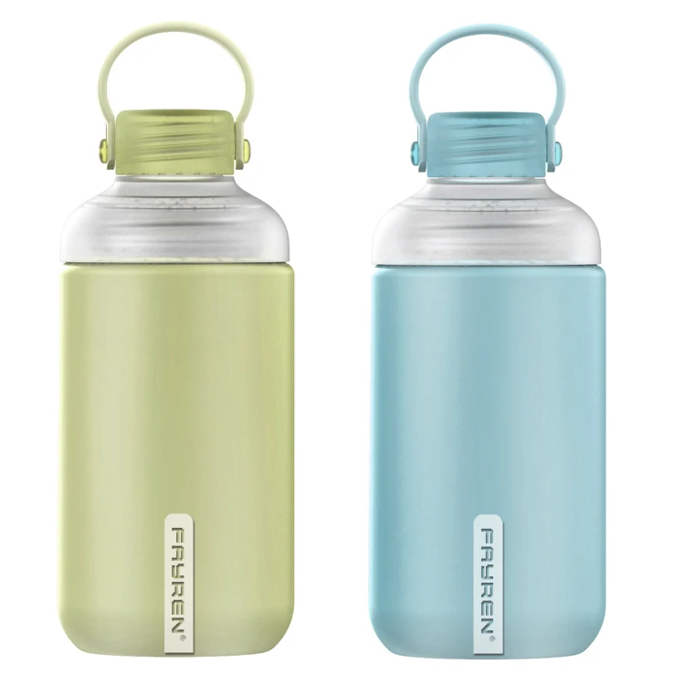 

100% Food Grade Colorful carrying handle Plastic juice cute water Bottles with silicone sleeve, Customized color