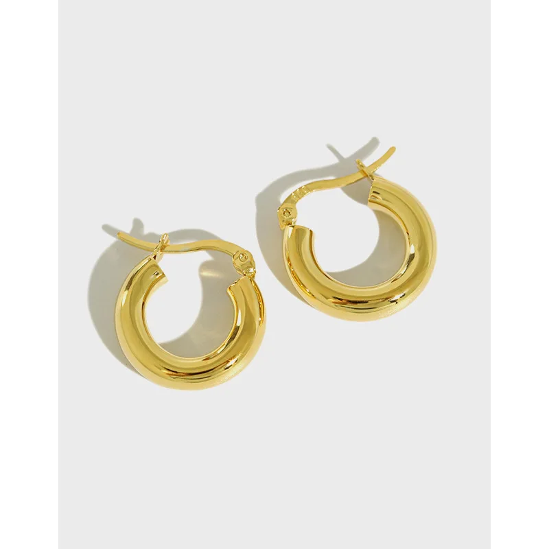 

Danyang S925 Sterling Silver Earrings Platinum Gold Earrings Round Hoop Circle Ears Earrings for Women