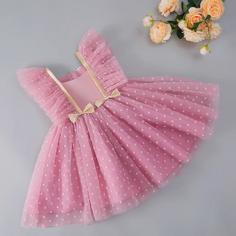 

MQATZ High Quality Fancy Girls Party Dresses 5 year Girl Princess Pink Tulle Party Dress for Girls L0816