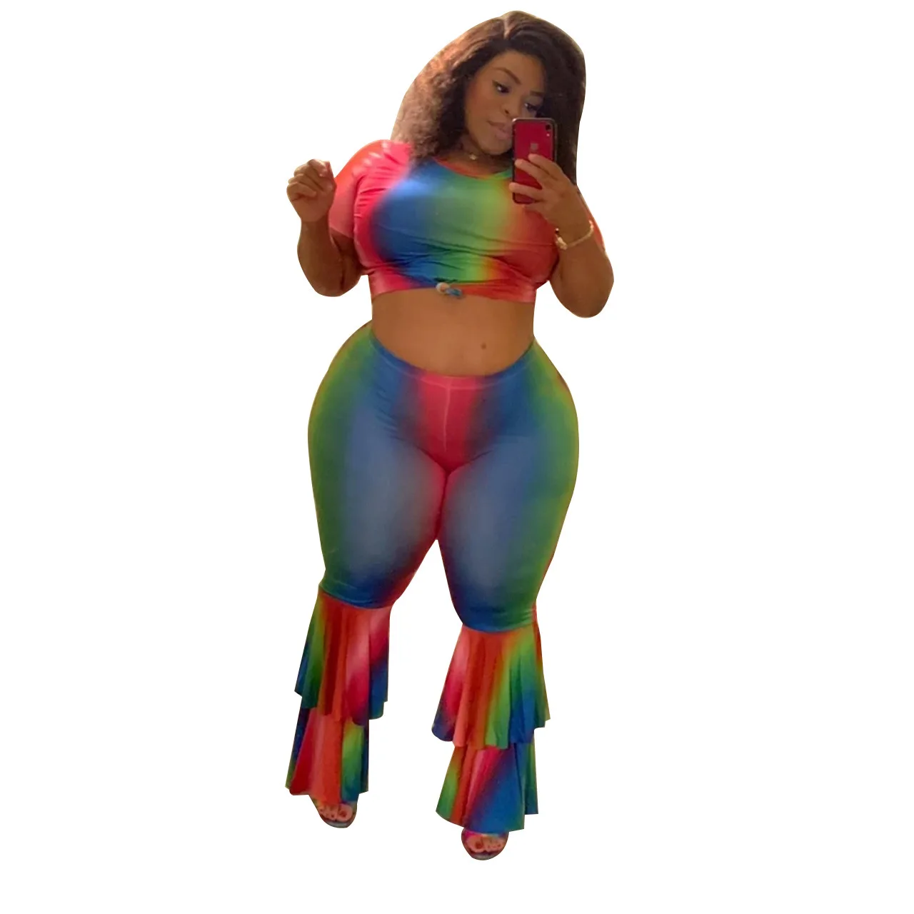 

Tie dye 2 piece pants set round neck women sets plus size sexy two piece sets for women, As picture
